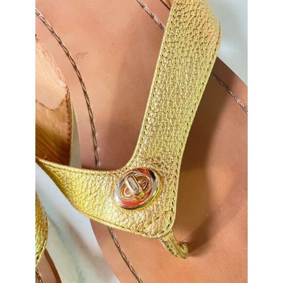 Coach Metallic Gold Flip Flop Sandals 5.5 - Picture 5 of 5